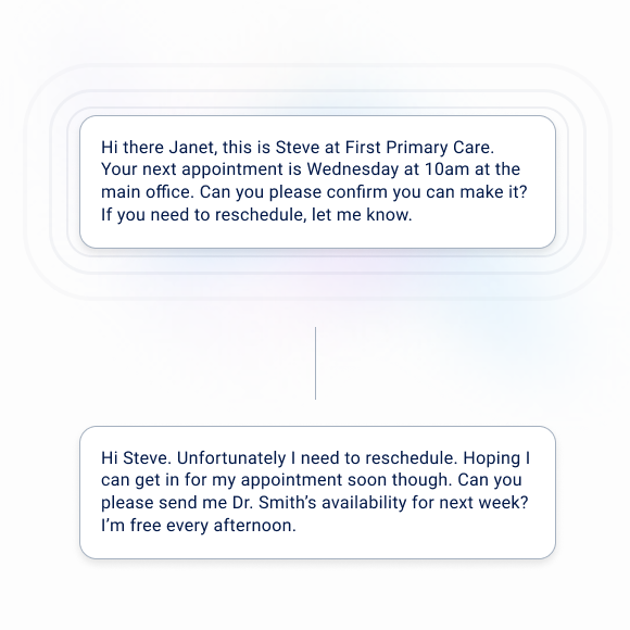 Real conversations can be had with your patients as they are needed with OhMD's patient text reminders.